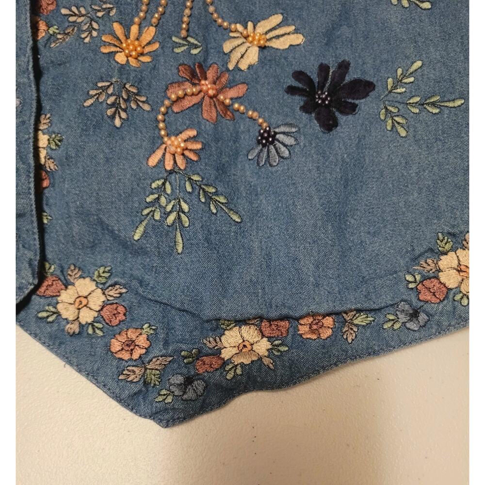 Agapo Collection Vest Size L Boho Southwest Artsy Embroidered Beaded Floral Cute - Picture 4 of 12